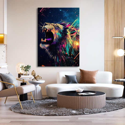 Lion Art Work — abstract canvas print in blue tones, view 3