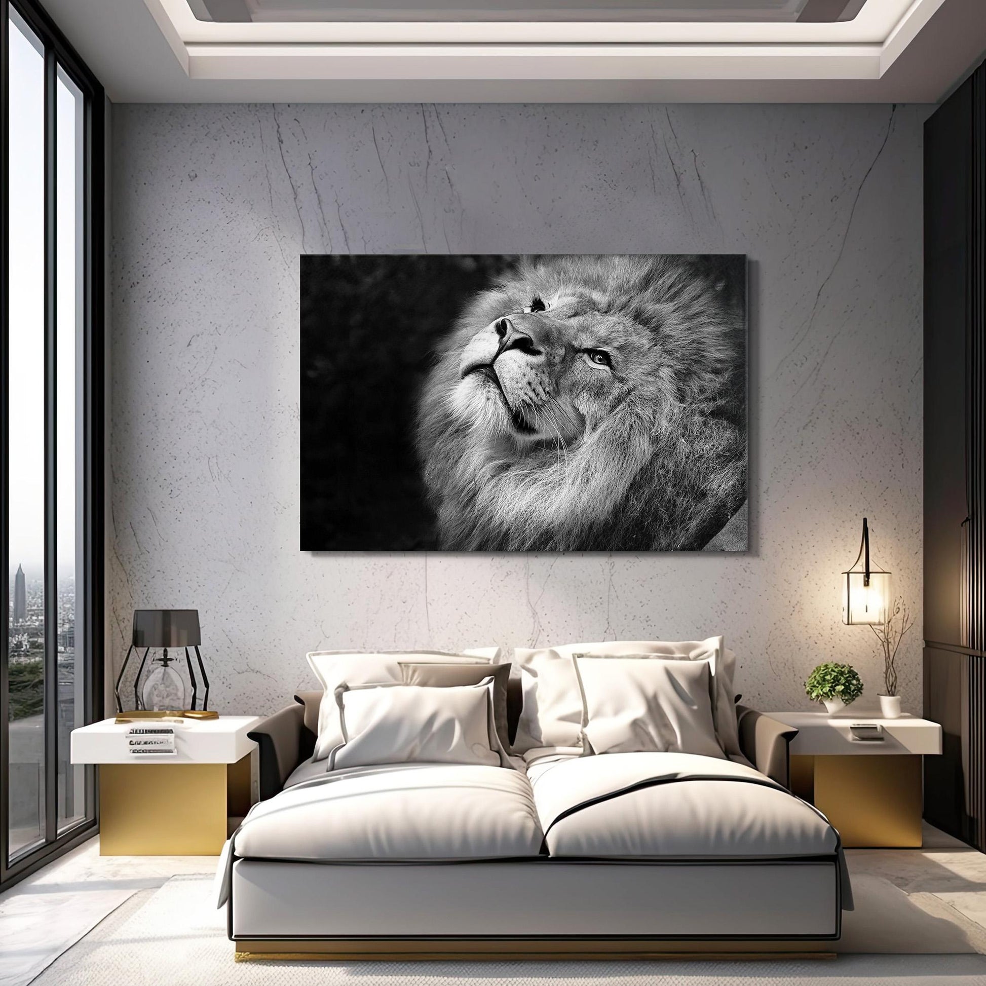 Lion Black And White Canvas