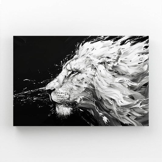 Lion Canvas Painting Black And White