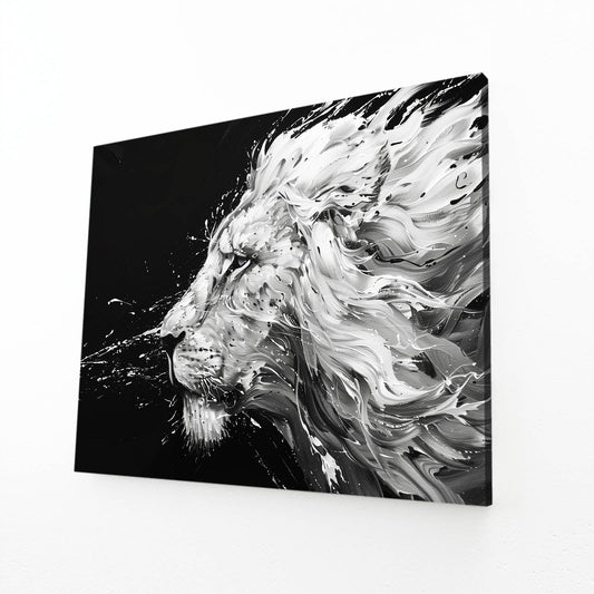Lion Canvas Painting Black And White