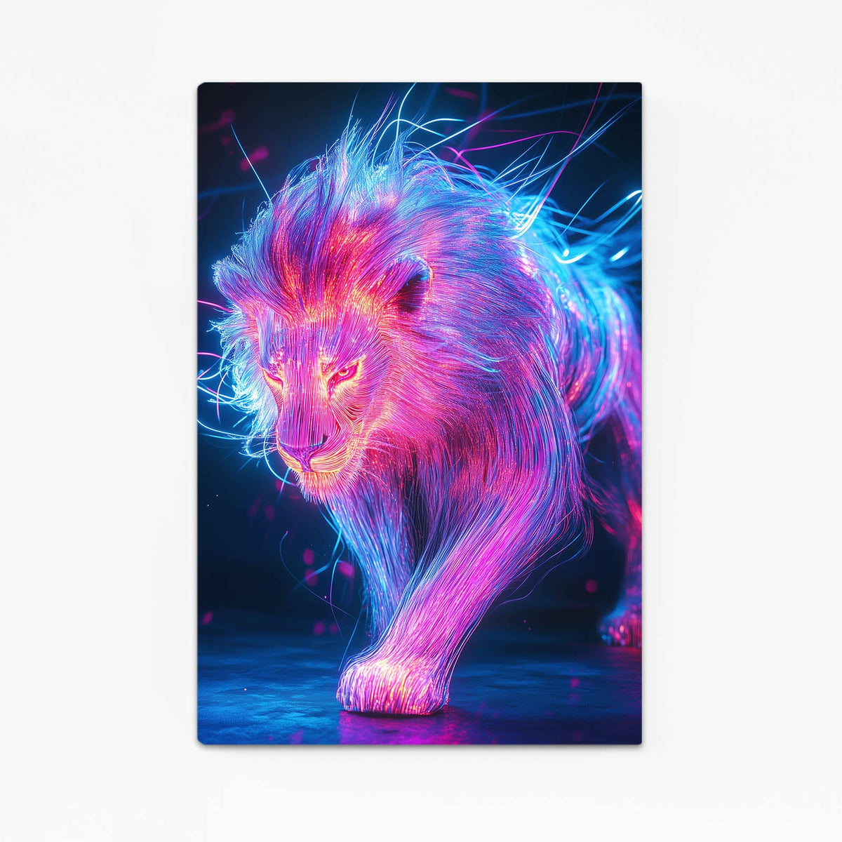 Lion Canvas Prints — digital canvas print in blue tones, canvas print on white background