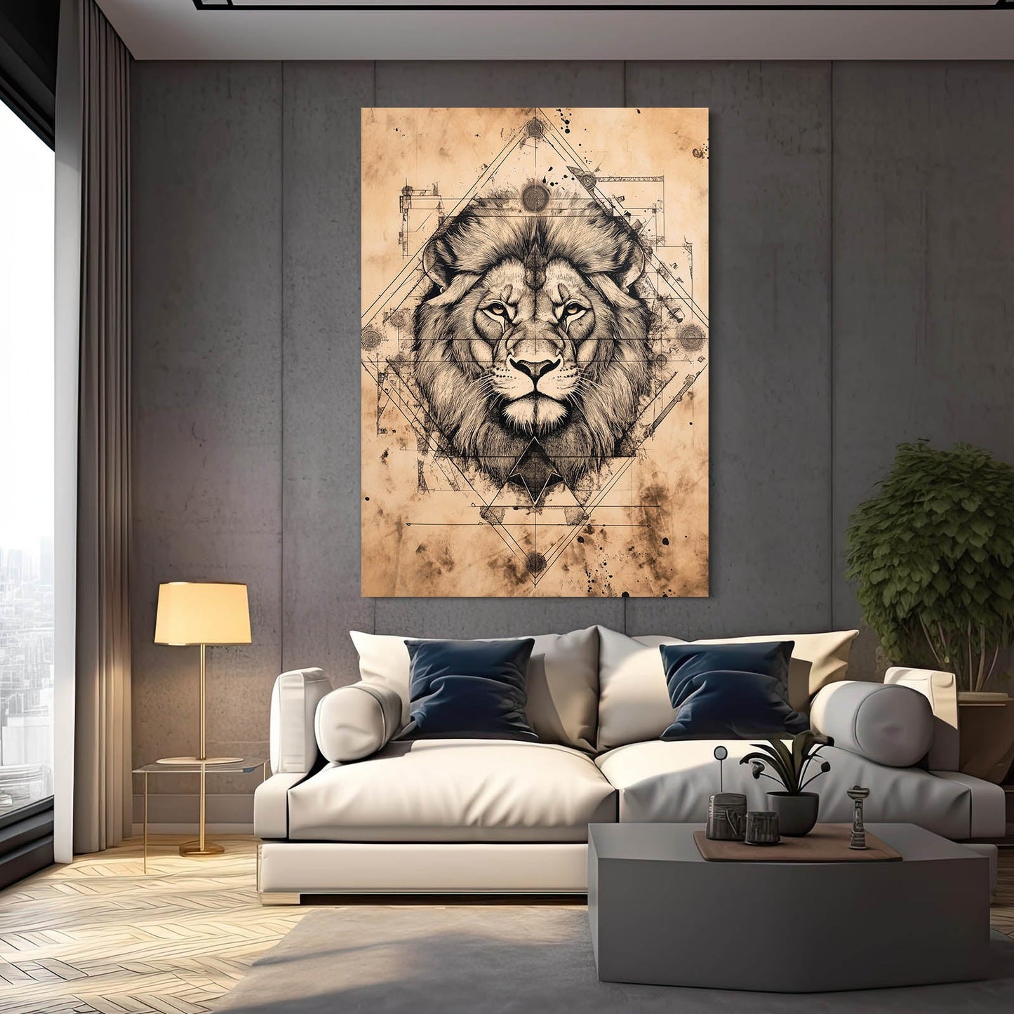 Lion Face Line Art