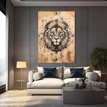 Lion Face Line Art