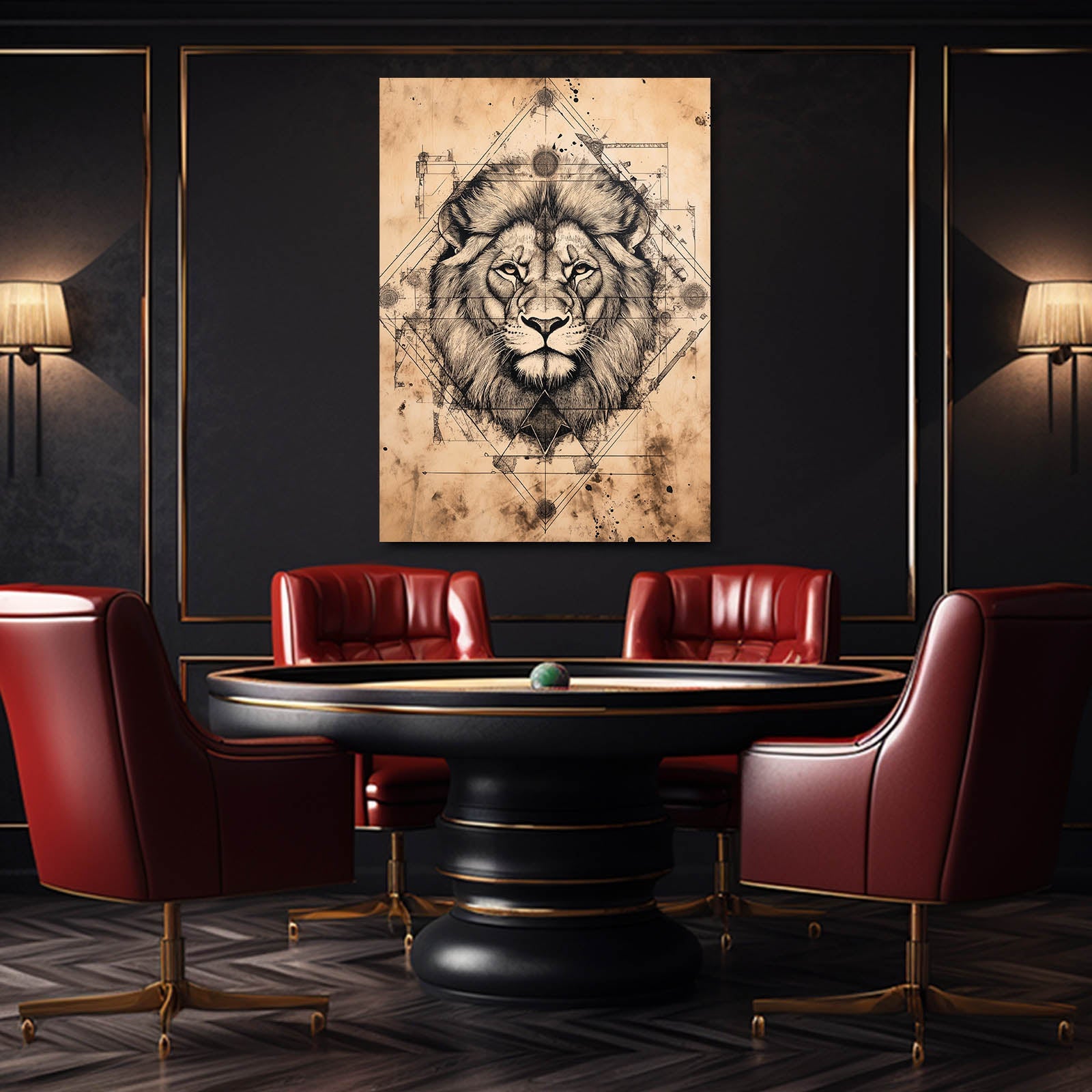 Lion Face Line Art