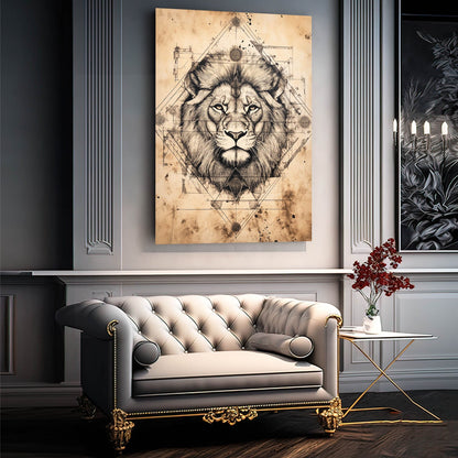 Lion Face Line Art