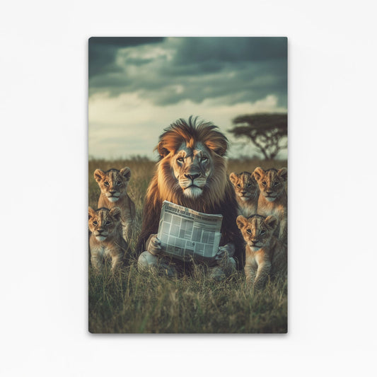 Lion Family Reading Artwork