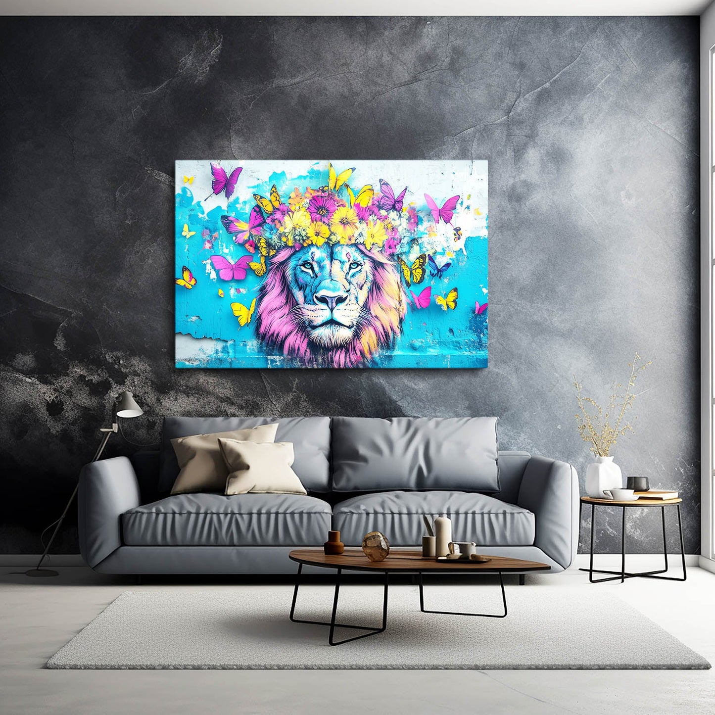 Lion Floral Canvas