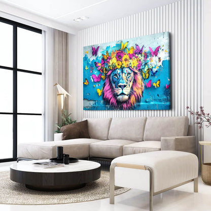 Lion Floral Canvas