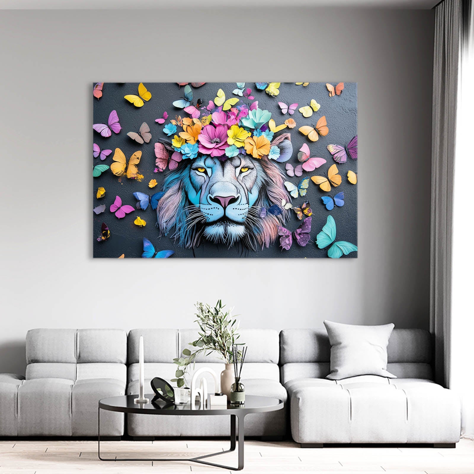Lion Floral Wall Art