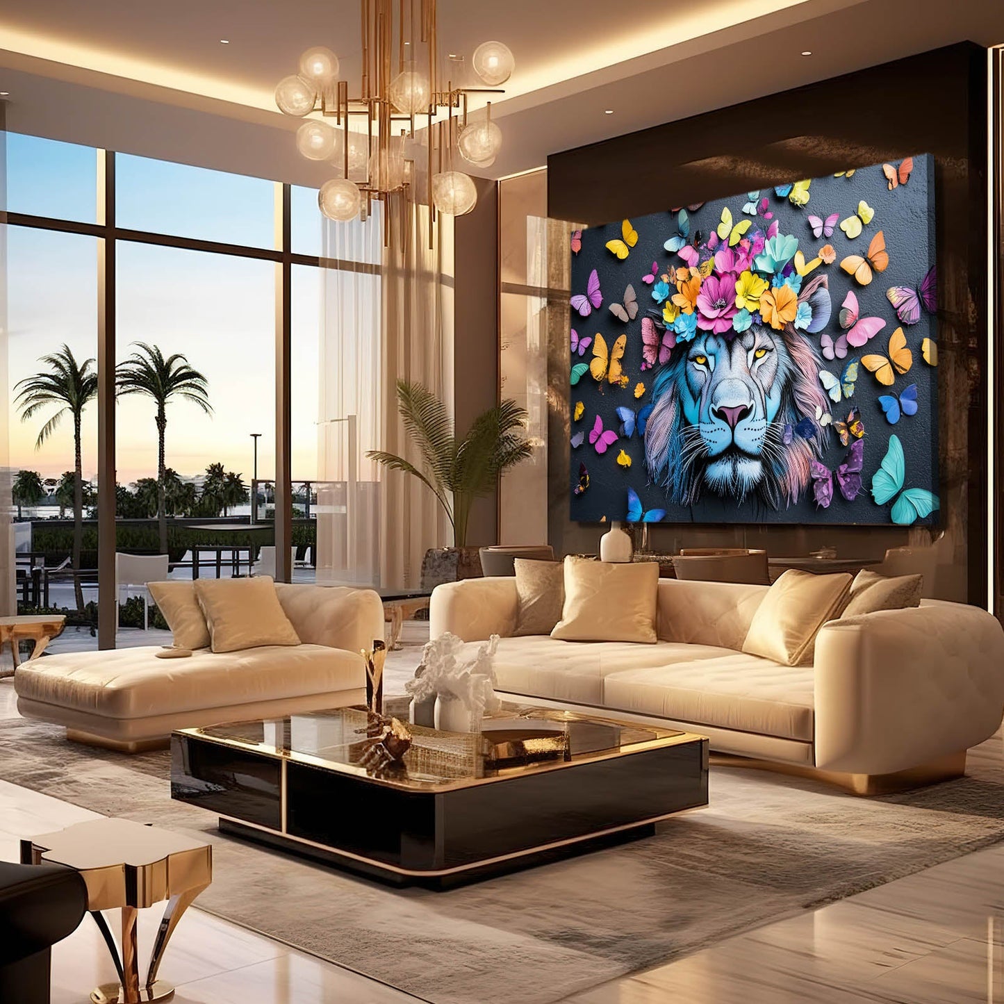 Lion Floral Wall Art