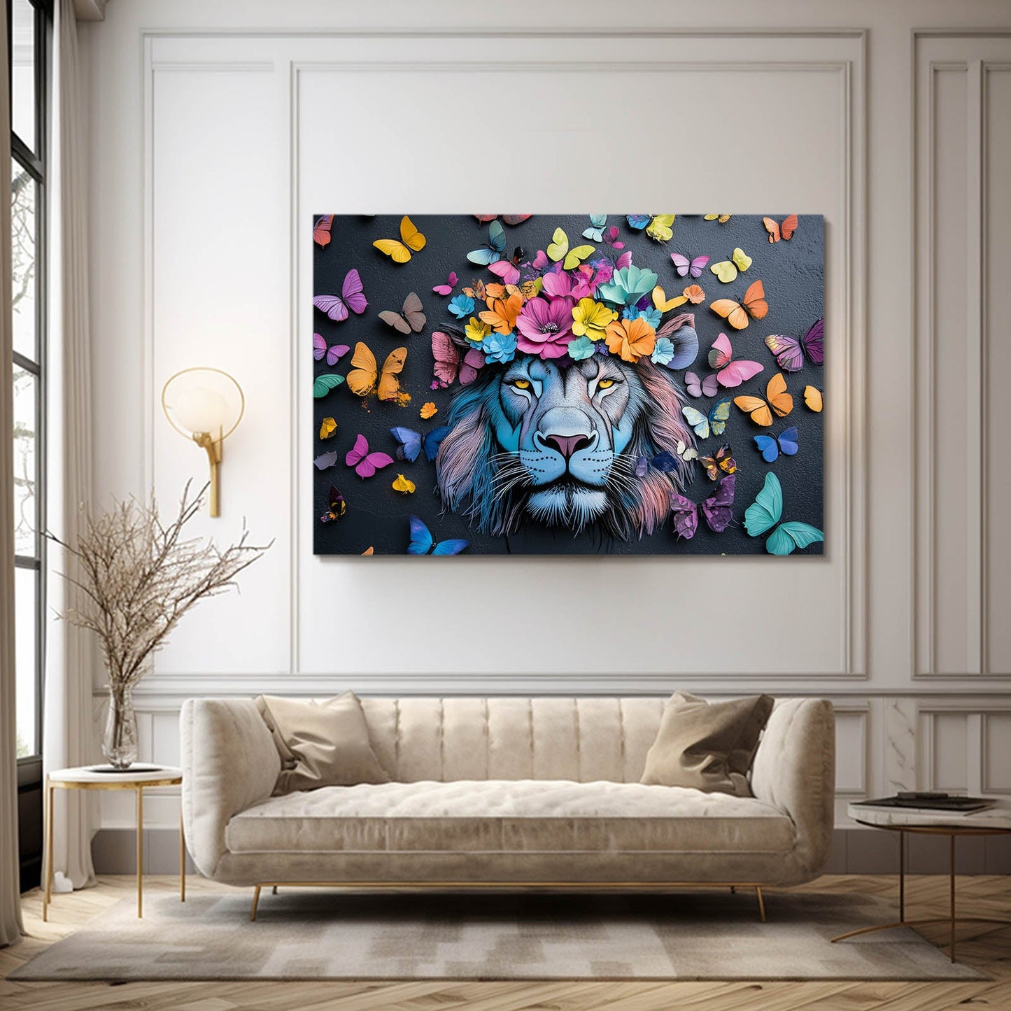 Lion Floral Wall Art