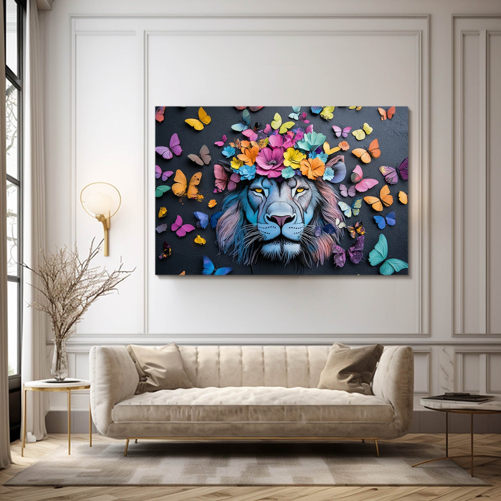 Lion Floral Wall Art