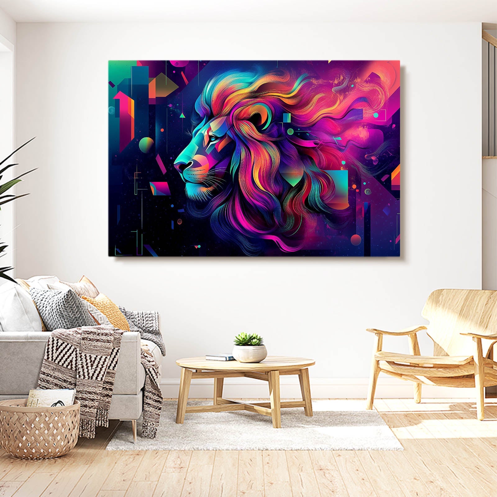 Lion Geometric Canvas