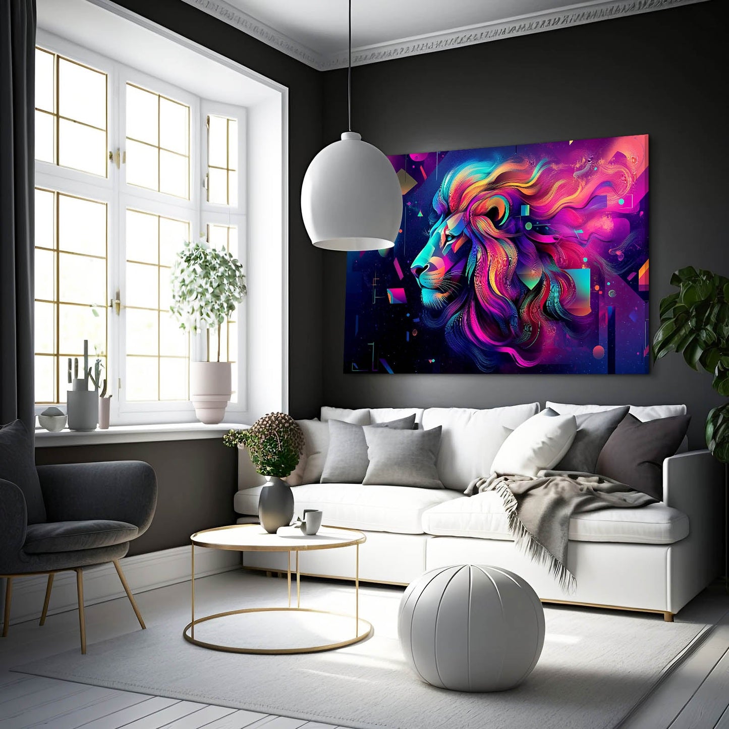 Lion Geometric Canvas