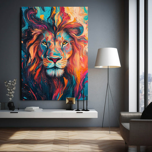 Lion King Art — digital canvas print in blue tones, view 3