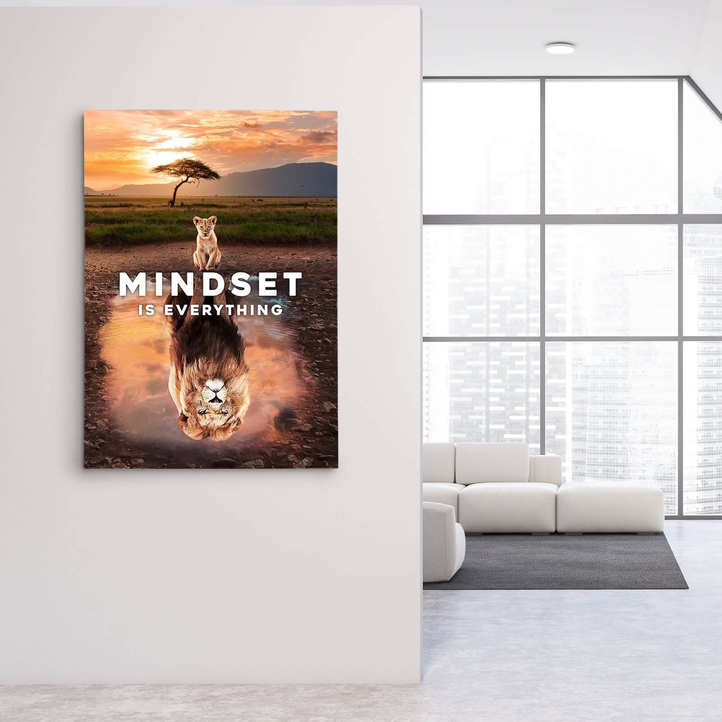 Lion Motivational Canvas - MINDSET IS EVERYTHING