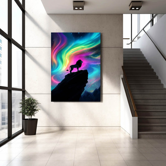 Lion Nursery Art — digital canvas print in blue tones, view 3