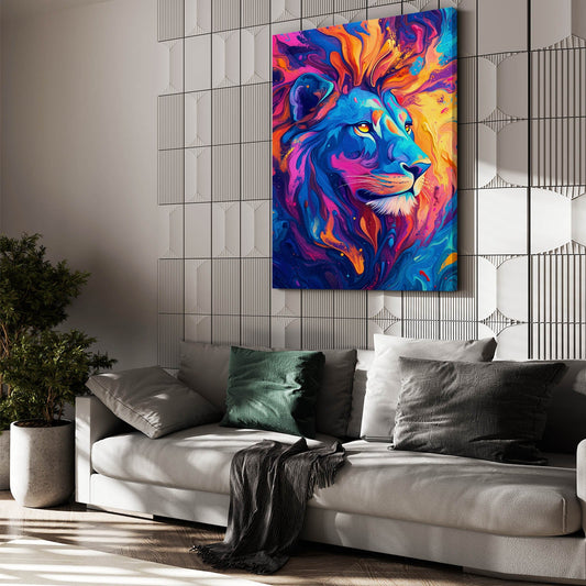 Lion Prints — abstract canvas print in blue tones, view 3