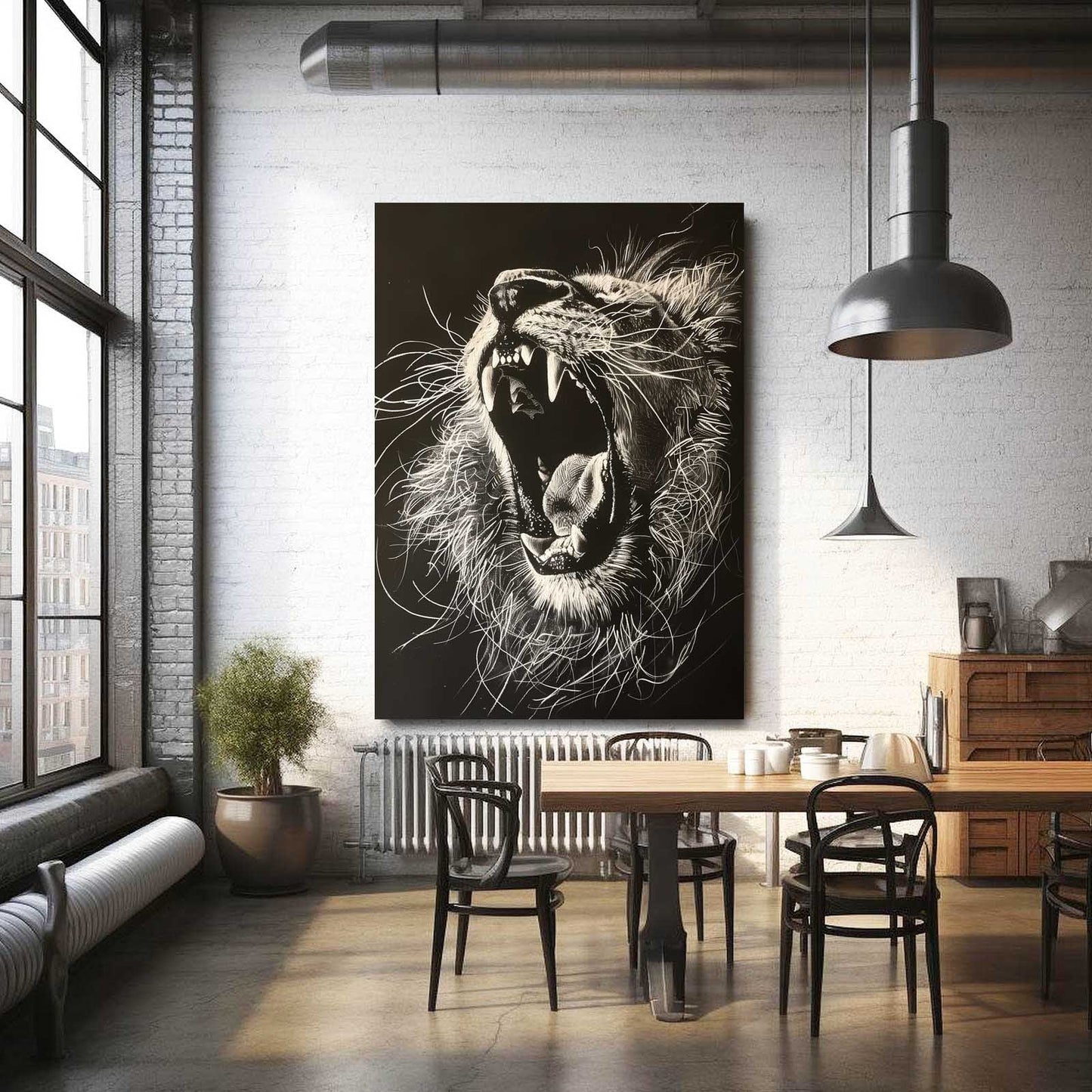 Lion Roaring Art