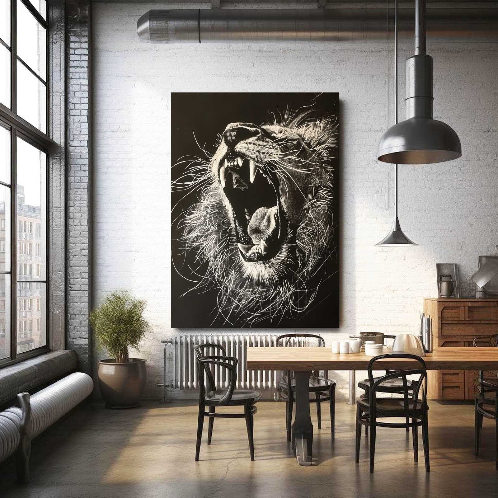 Lion Roaring Art