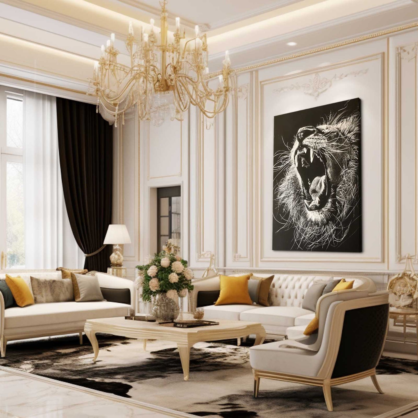 Lion Roaring Art