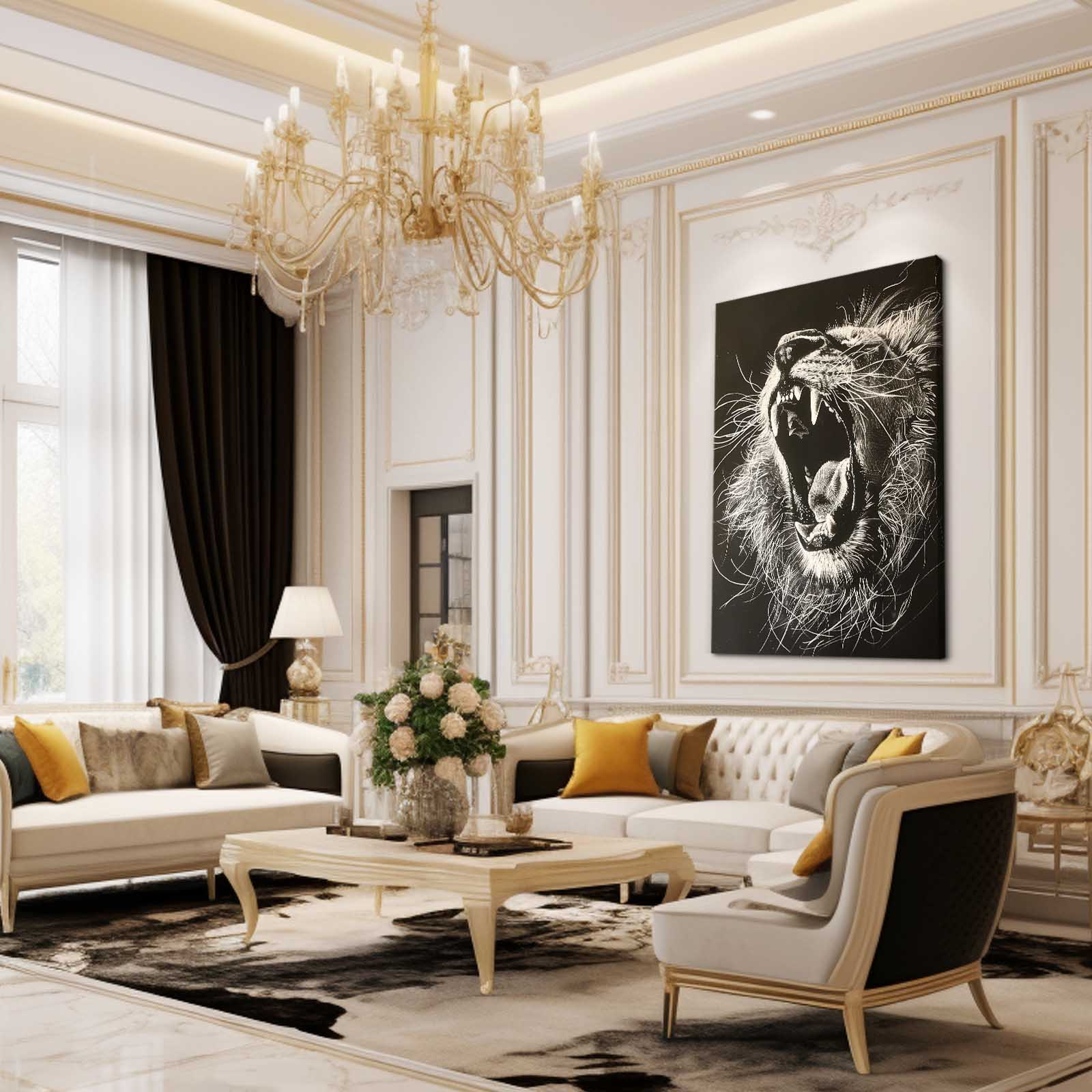 Lion Roaring Art