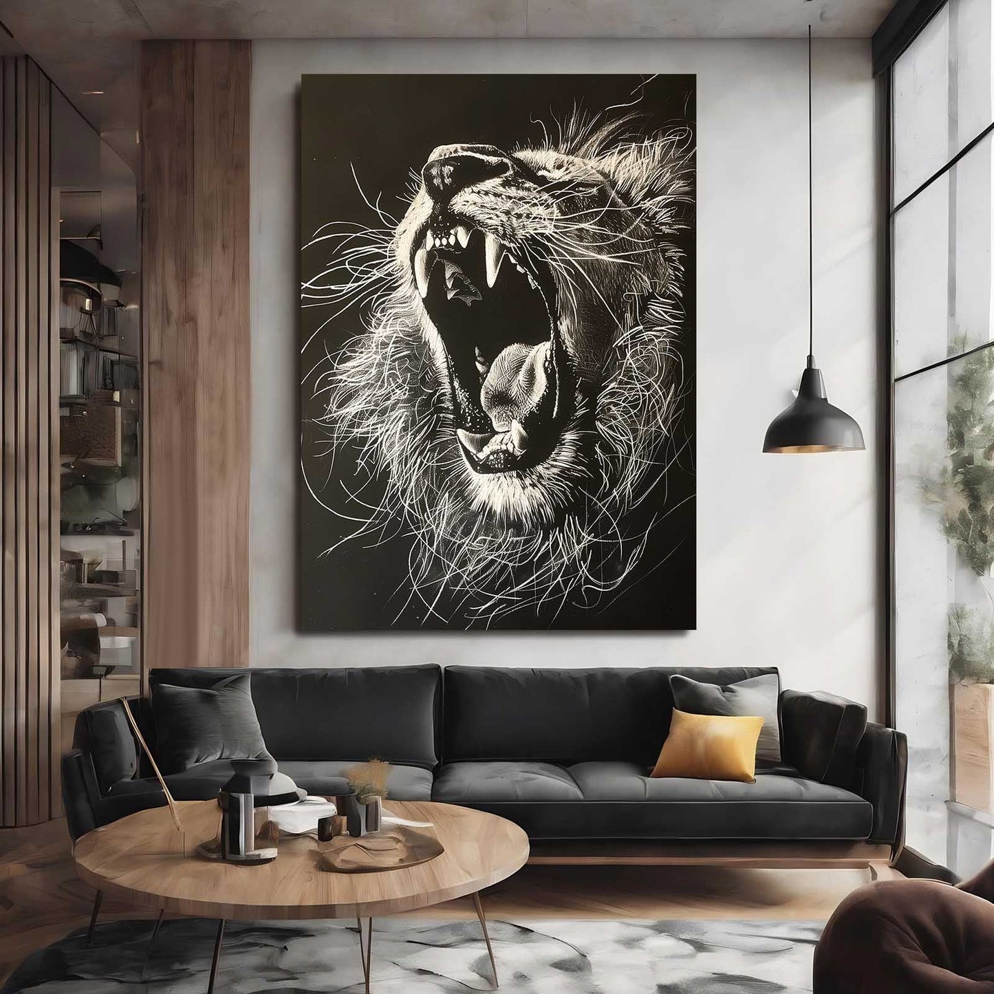 Lion Roaring Art