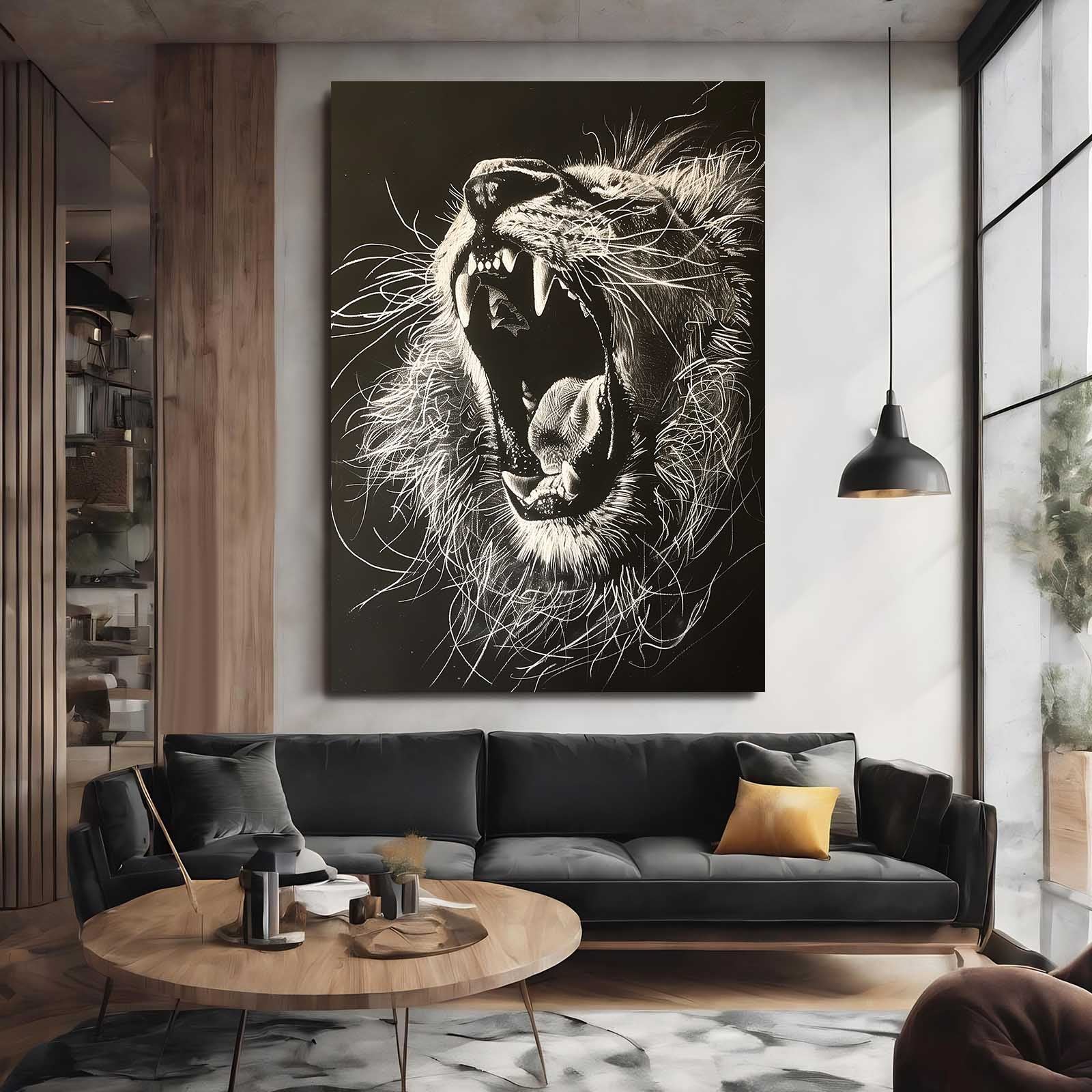 Lion Roaring Art