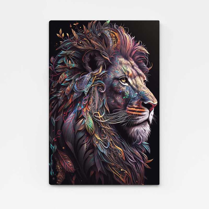Lion Symbolic Art — digital canvas print in gray tones