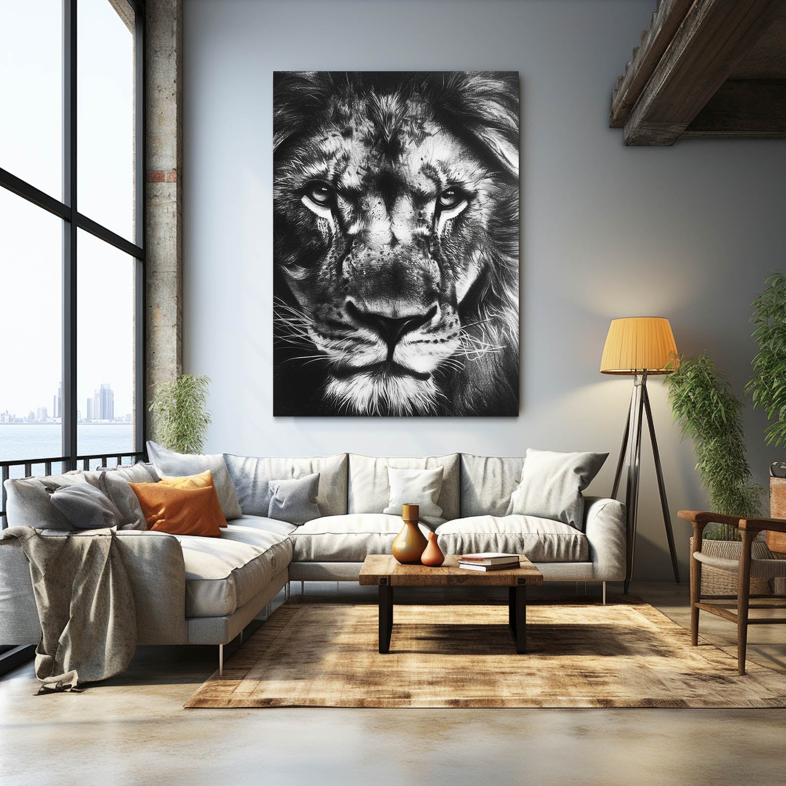 Lion Wall Art Black And White
