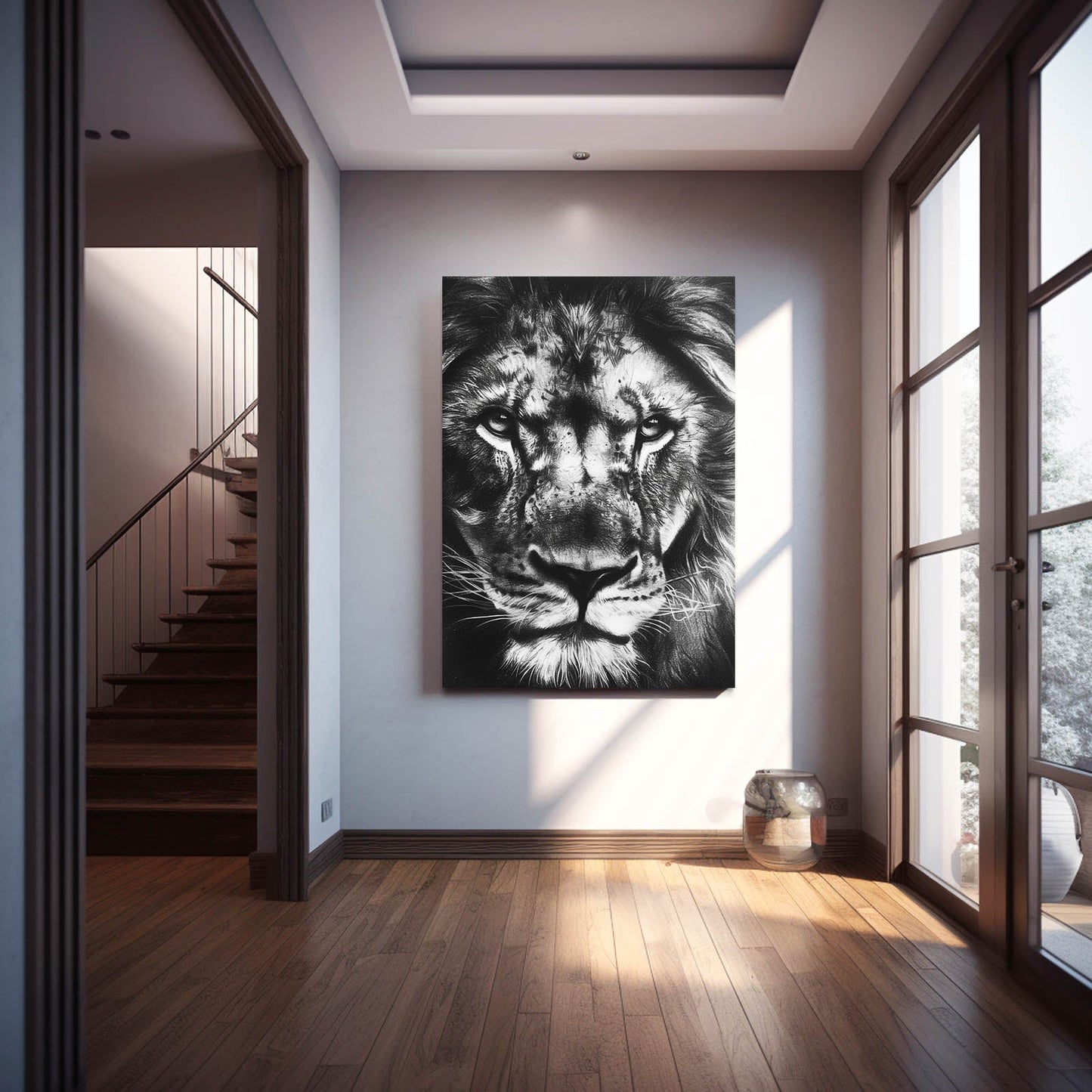Lion Wall Art Black And White