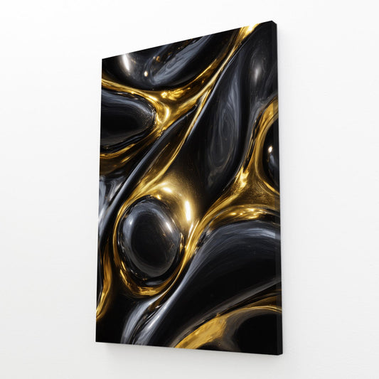 Liquid Metal Flow Gold Wall Decor – angled canvas view on white background