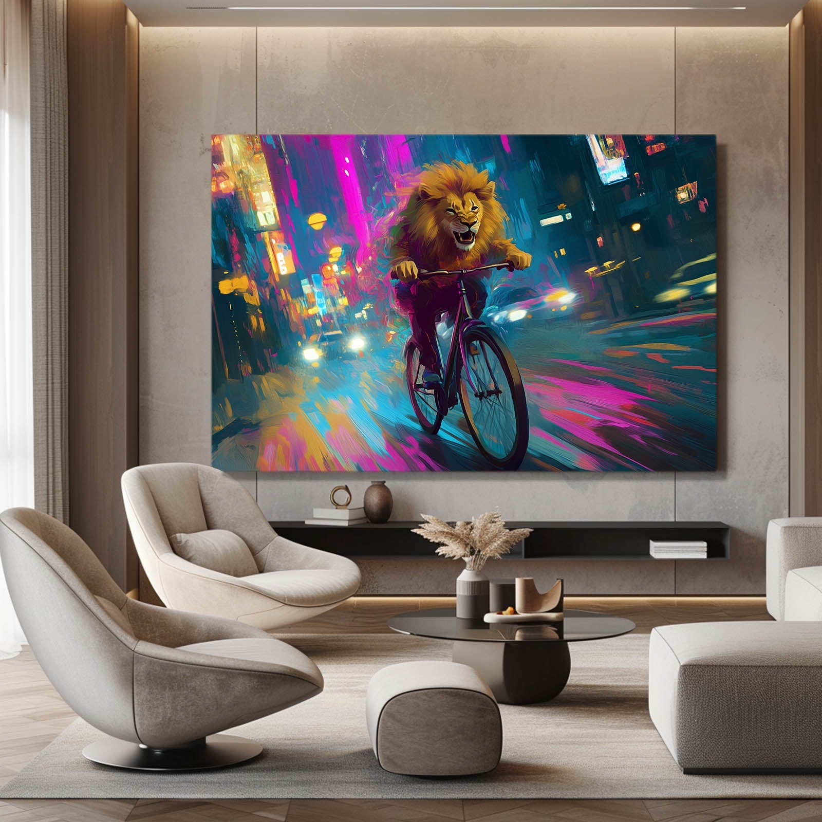 Lively Lion Biker Wall Art