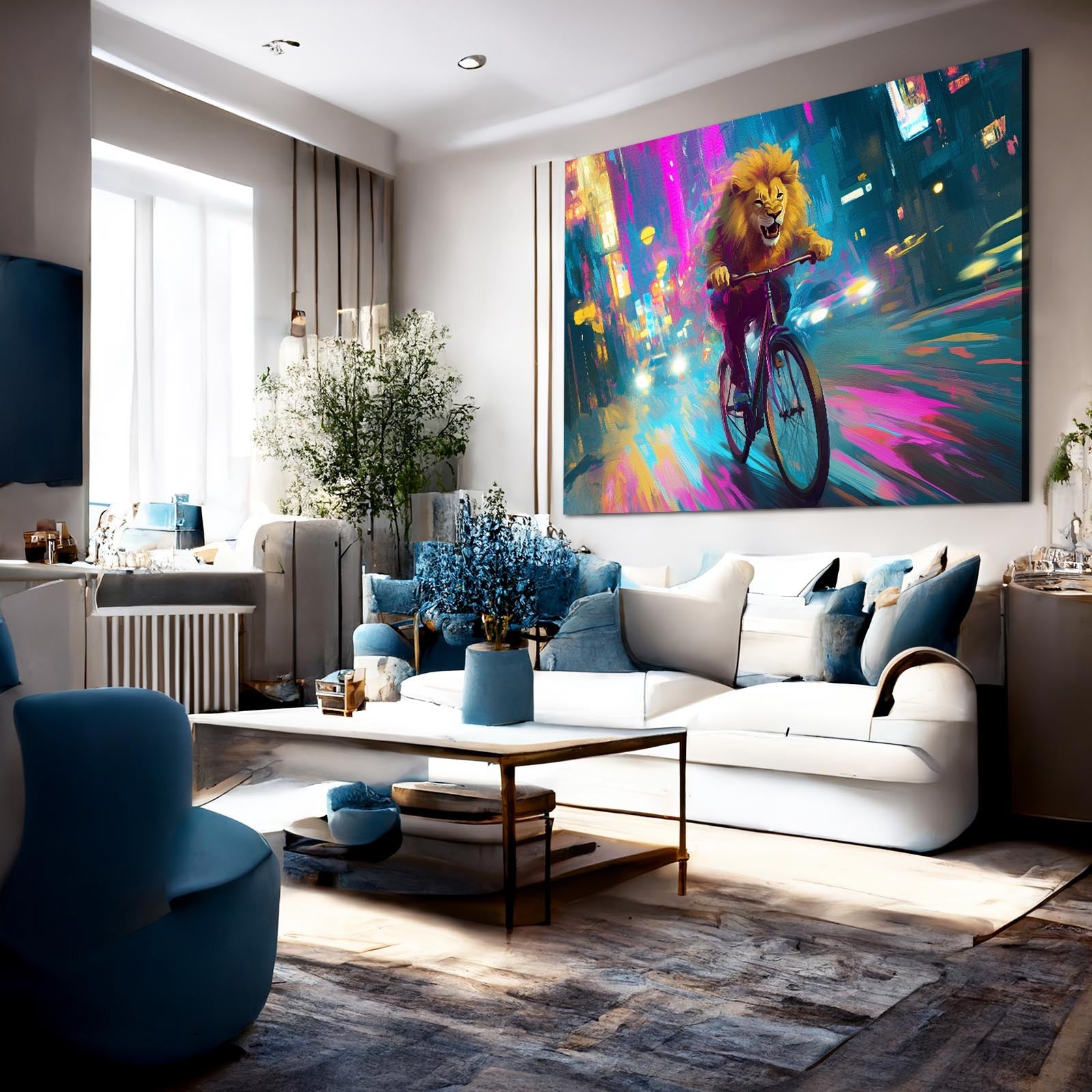 Lively Lion Biker Wall Art