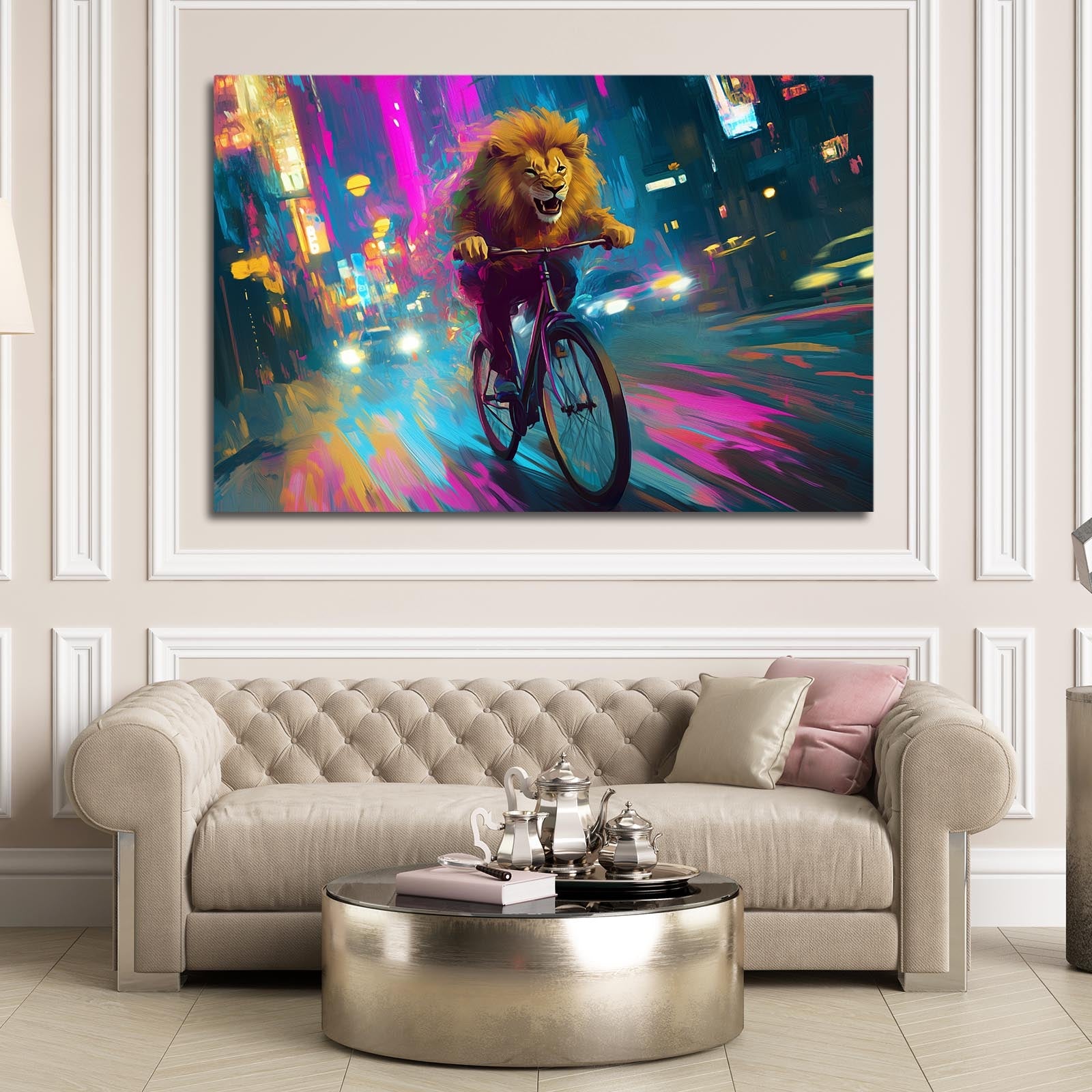 Lively Lion Biker Wall Art