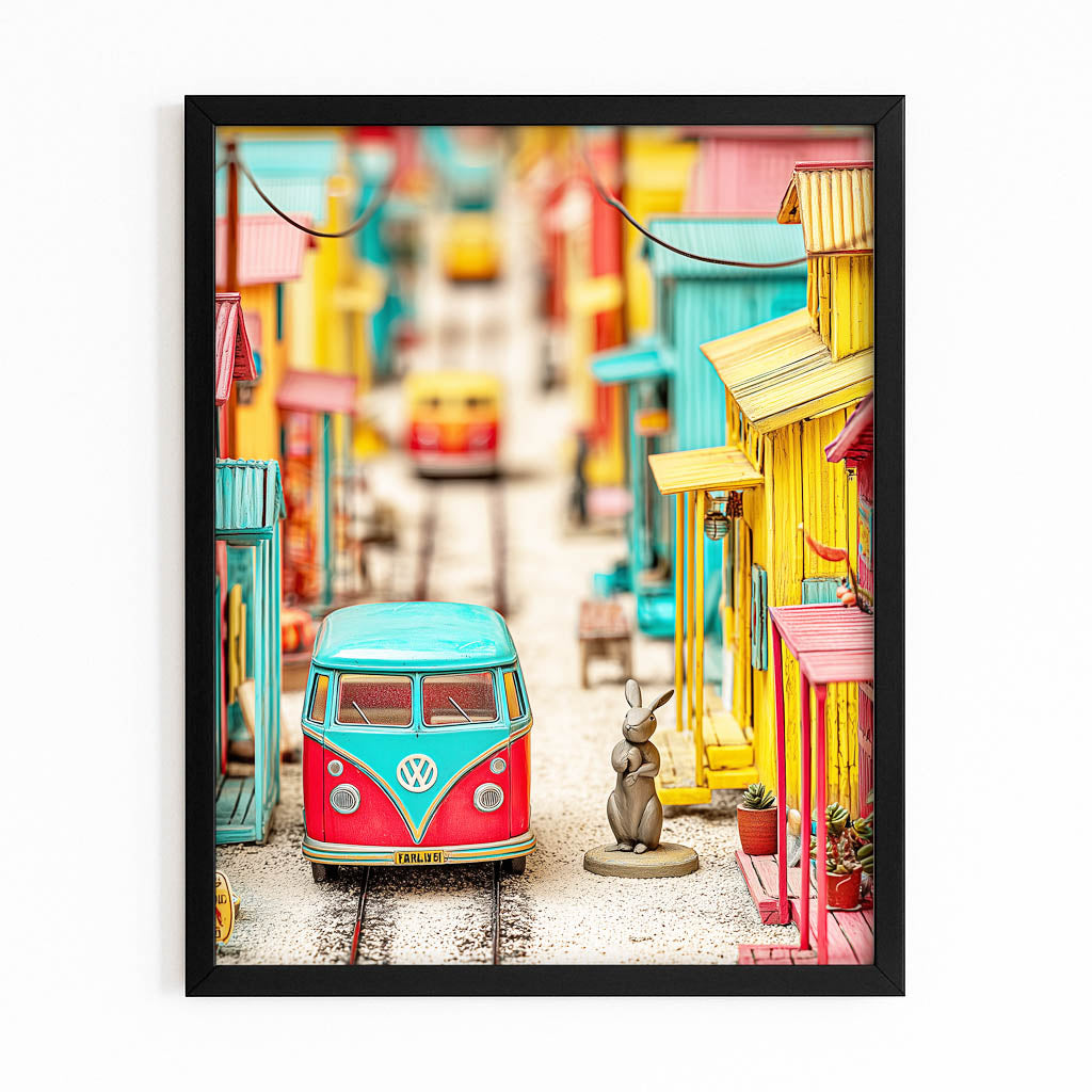 Living Bunny Art – with Premium Black frame on white background