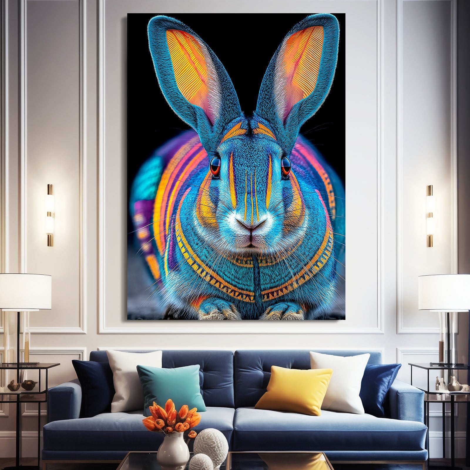 Living Bunny Wall Art – angled canvas view on white background