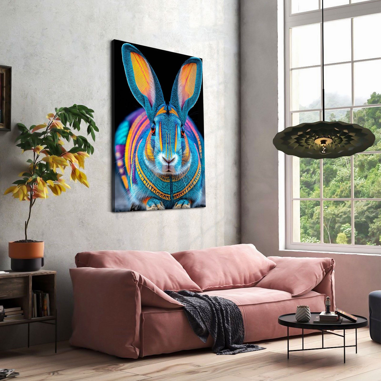 Living Bunny Wall Art – angled canvas view on white background