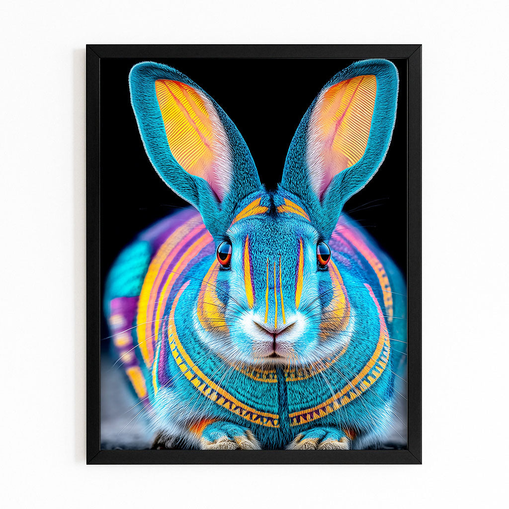 Living Bunny Wall Art – with Premium Black frame on white background