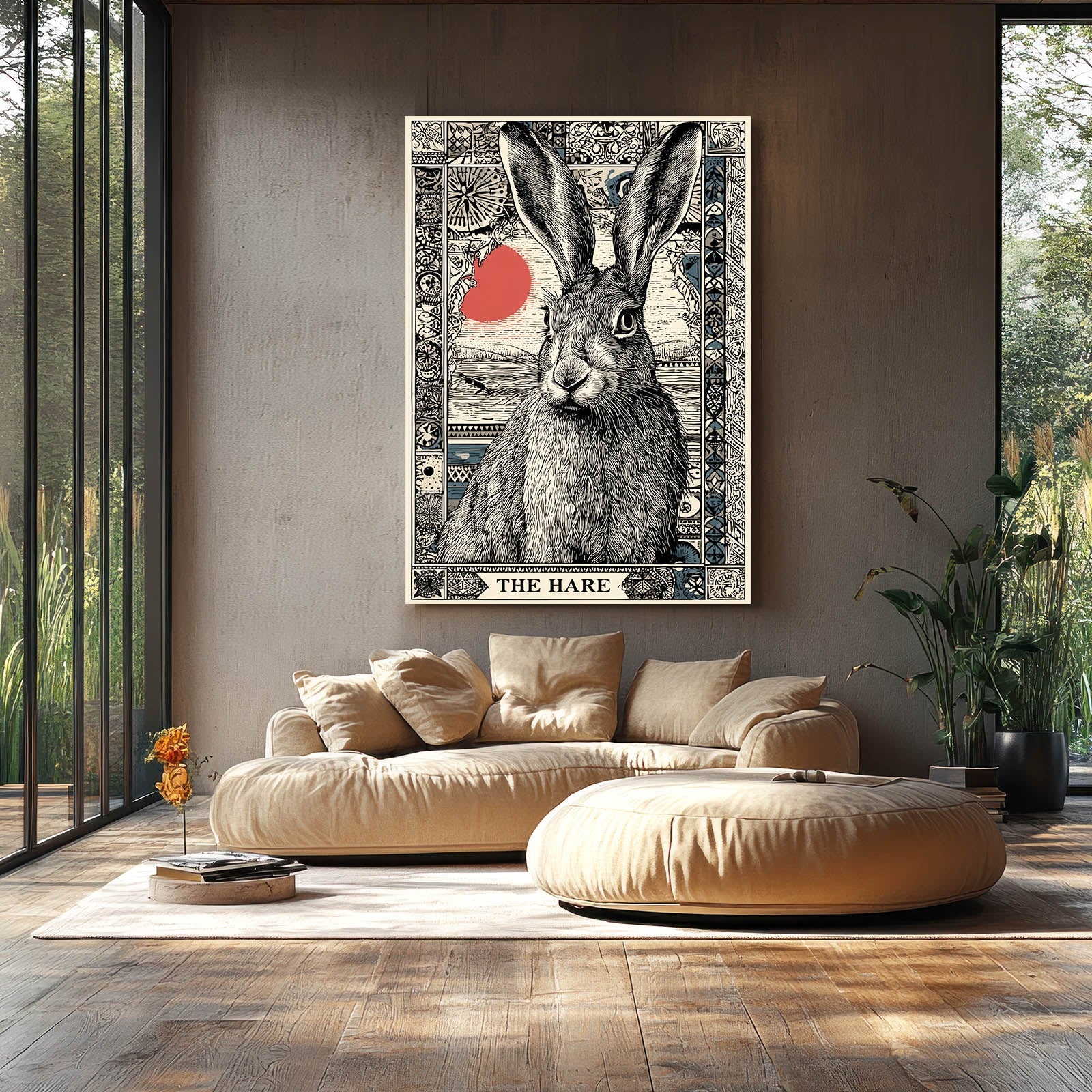 Living Rabbit Art – angled canvas view on white background