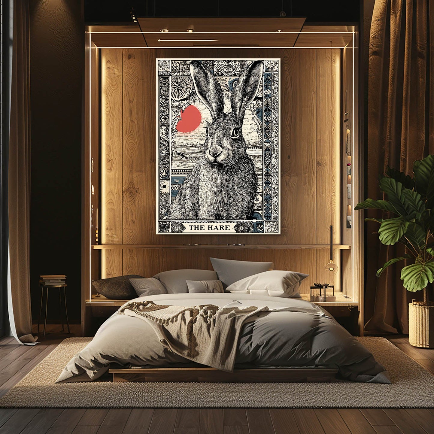 Living Rabbit Art – angled canvas view on white background