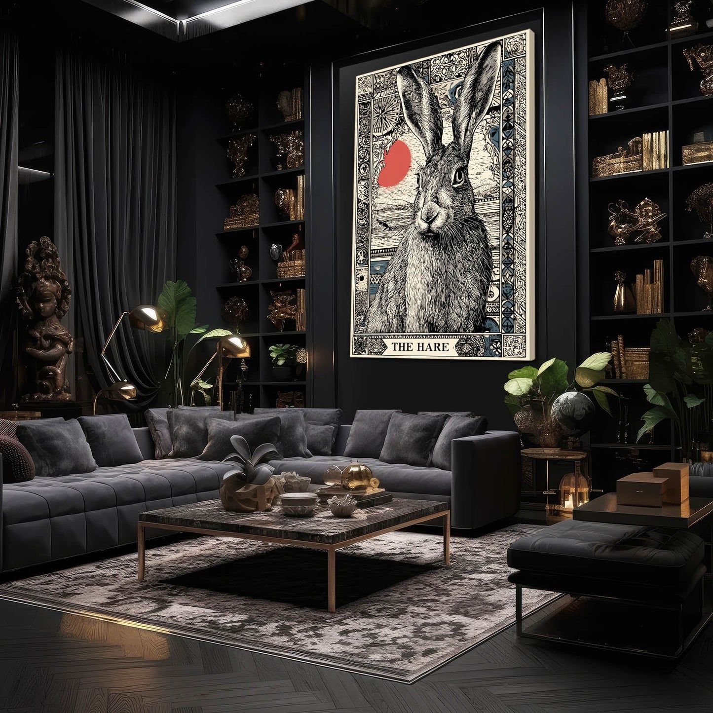 Living Rabbit Art – angled canvas view on white background