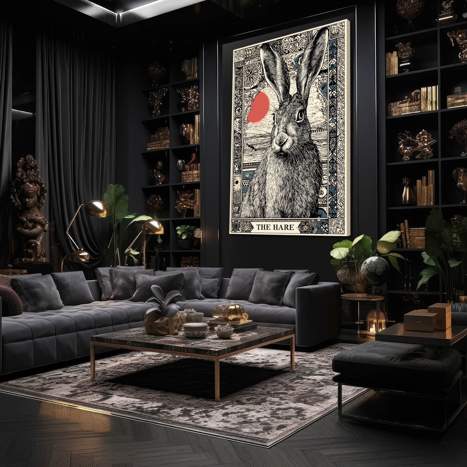 Living Rabbit Art – angled canvas view on white background