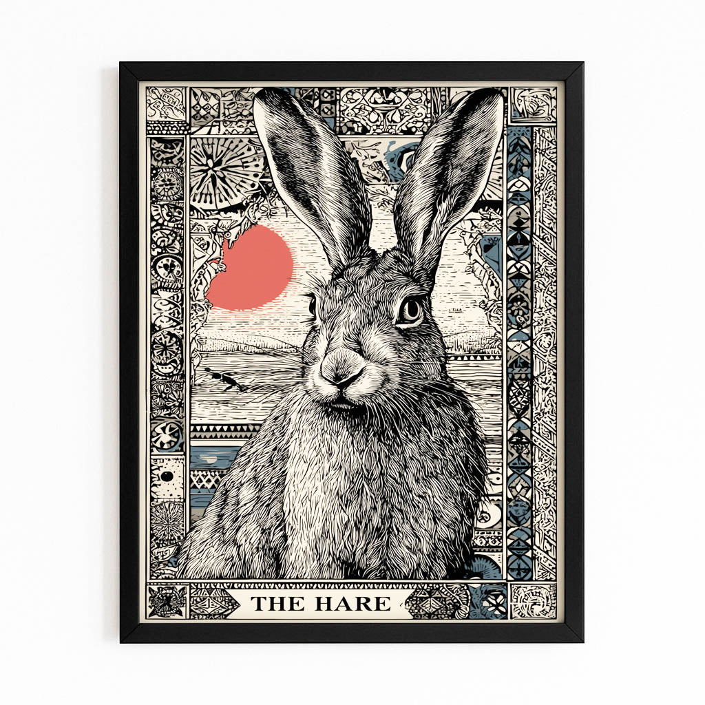 Living Rabbit Art – with Premium Black frame on white background