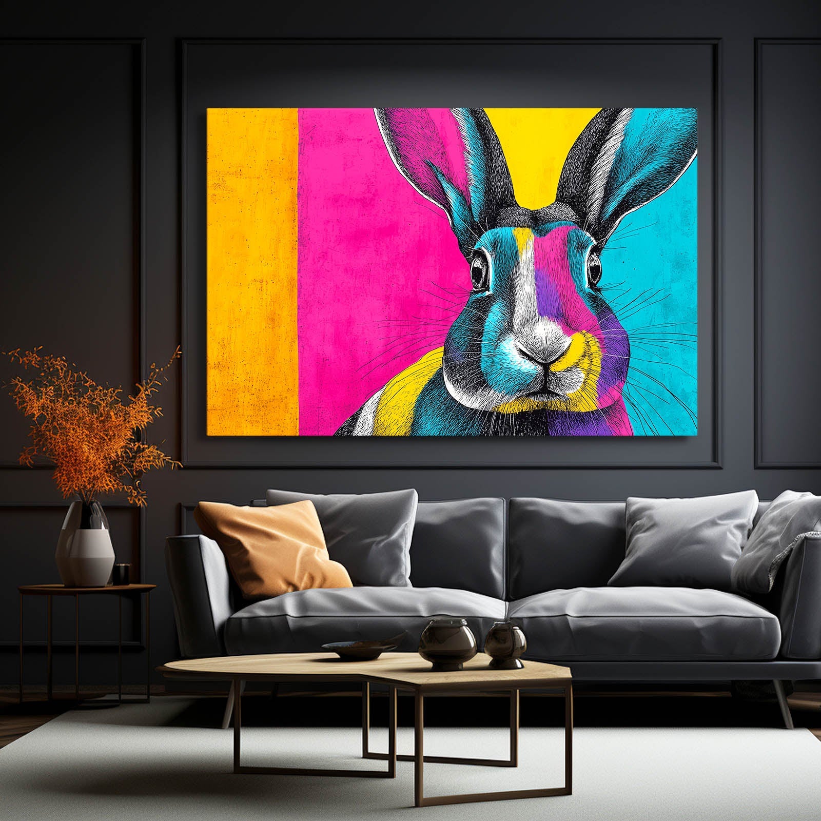 Living Rabbit Canvas Art – angled canvas view on white background