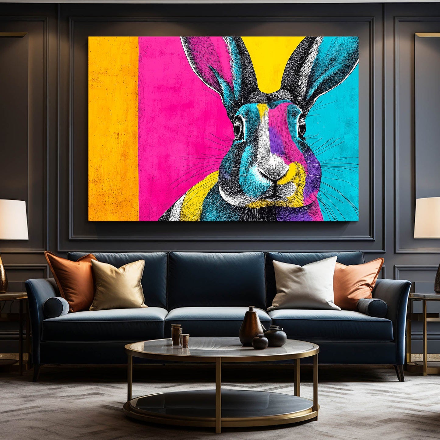 Living Rabbit Canvas Art – angled canvas view on white background