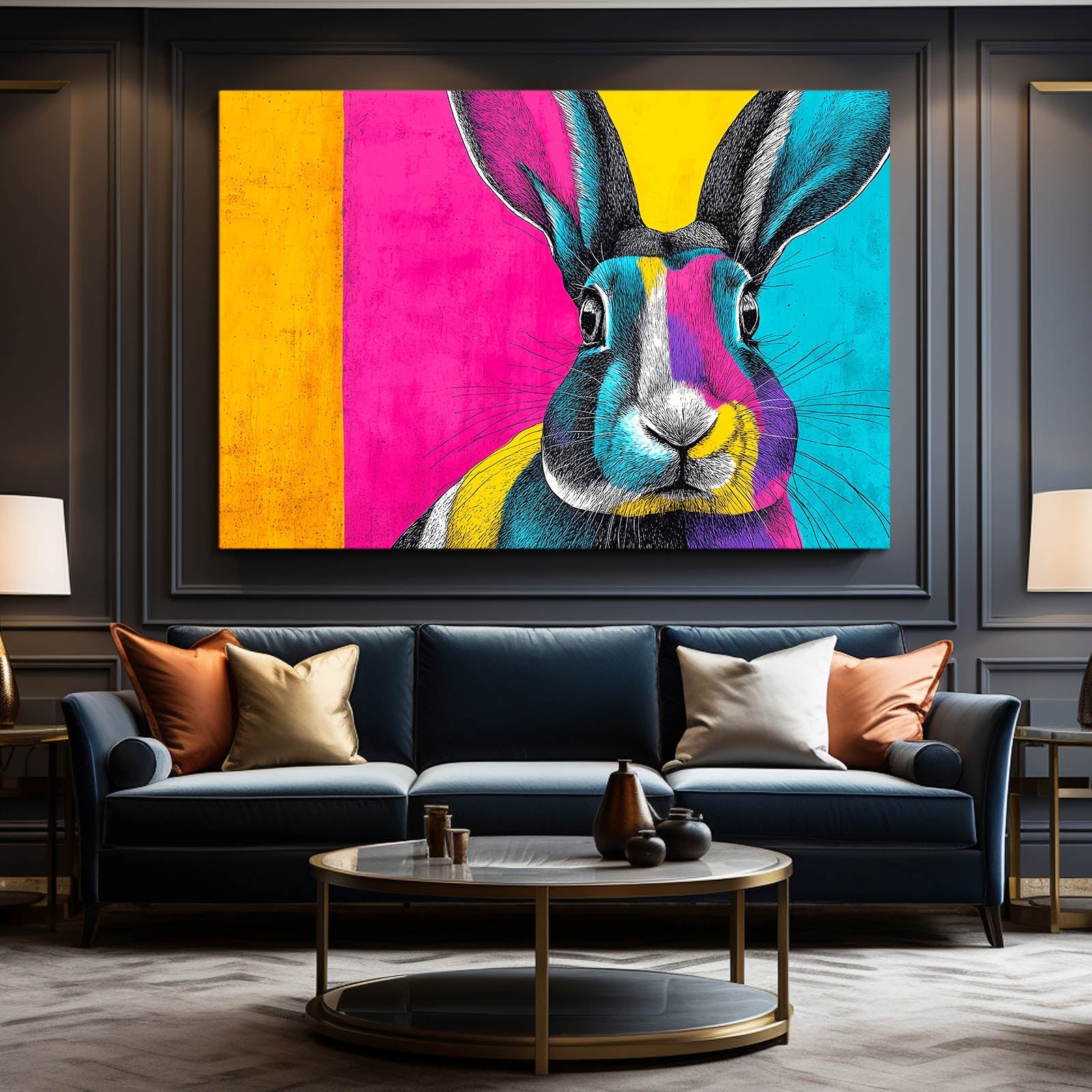 Living Rabbit Canvas Art – angled canvas view on white background