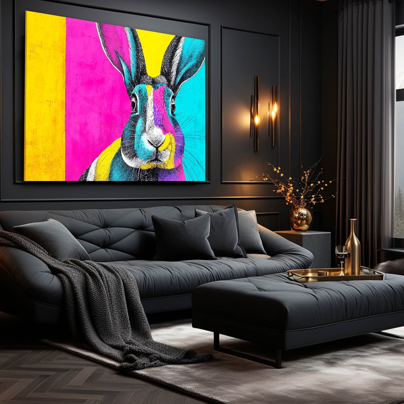 Living Rabbit Canvas Art – angled canvas view on white background