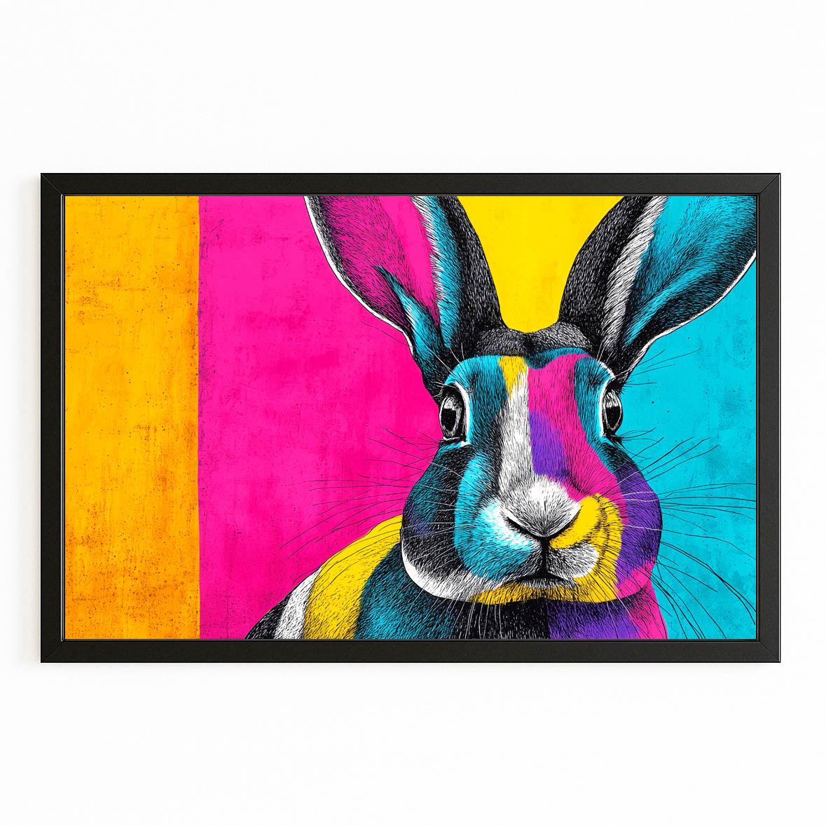 Living Rabbit Canvas Art – with Premium Black frame on white background