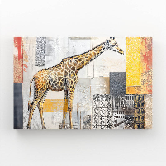 Giraffe painting on a textured abstract background